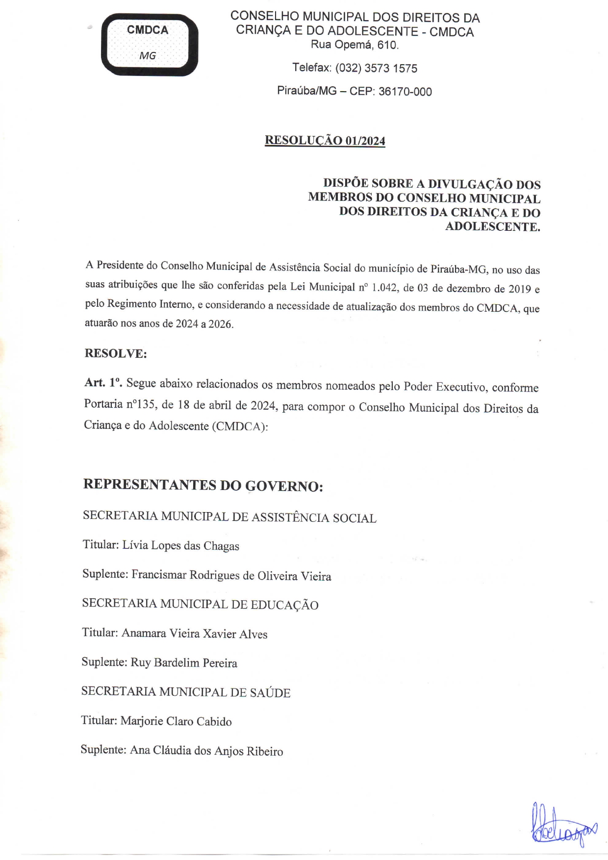 CONSELHO MUNICIPAL DOS DIREITOS DA CRIANÇA E DO ADOLESCENTE-CMDCA