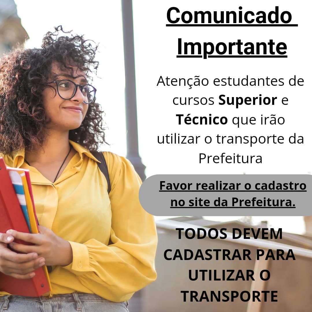 CADASTRO MUNICIPAL DE TRANSPORTE DOS ESTUDANTES CURSOS SUPERIORES E TÉCNICOS DO MUNICÍPIO DE PIRAÚBA-MG–2025.